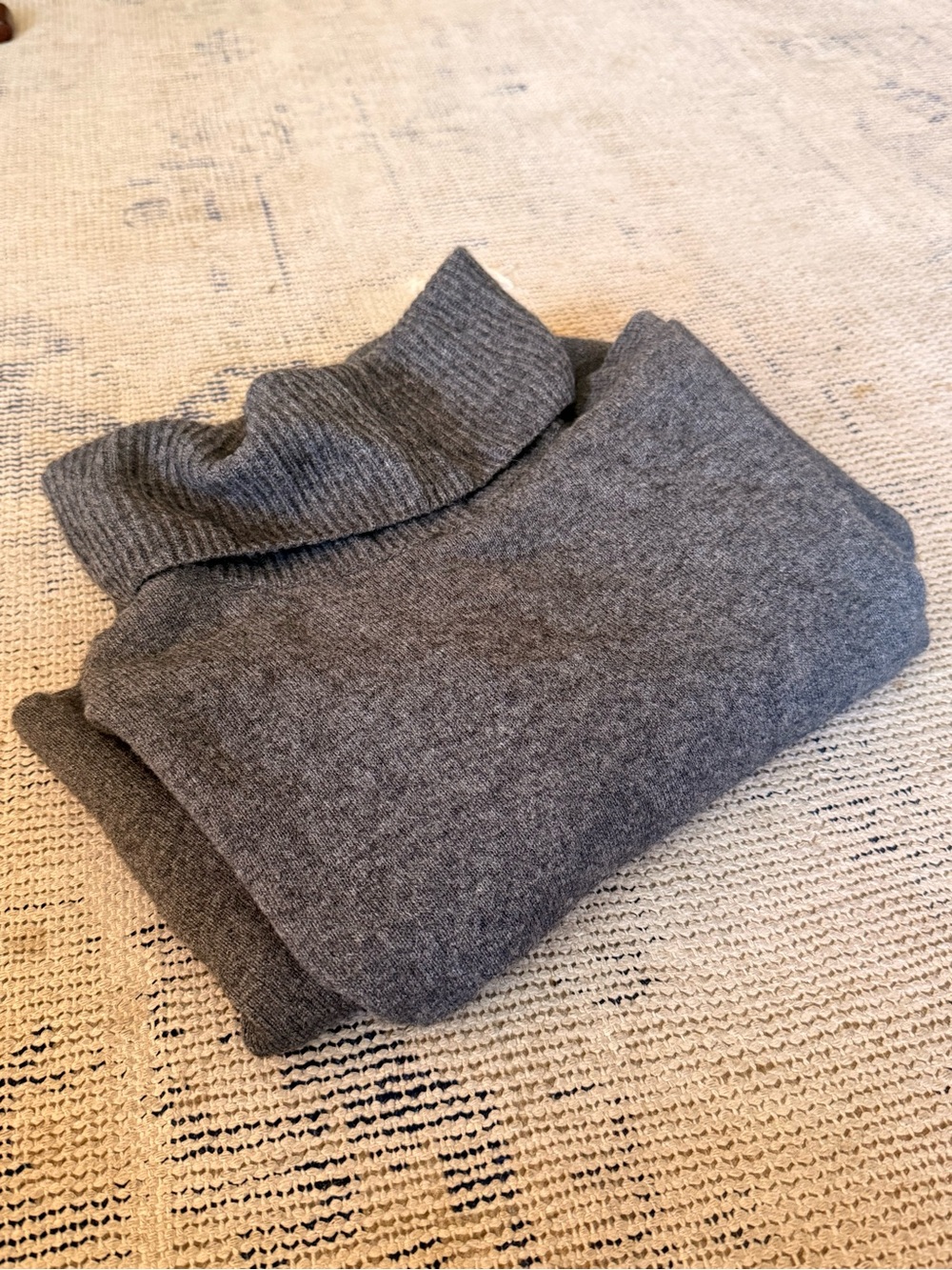 Classic Gray Turtleneck Cashmere Sweater Dress